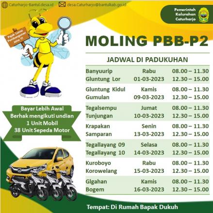 Mobil Kelililng PBB-P2 Bulan Maret